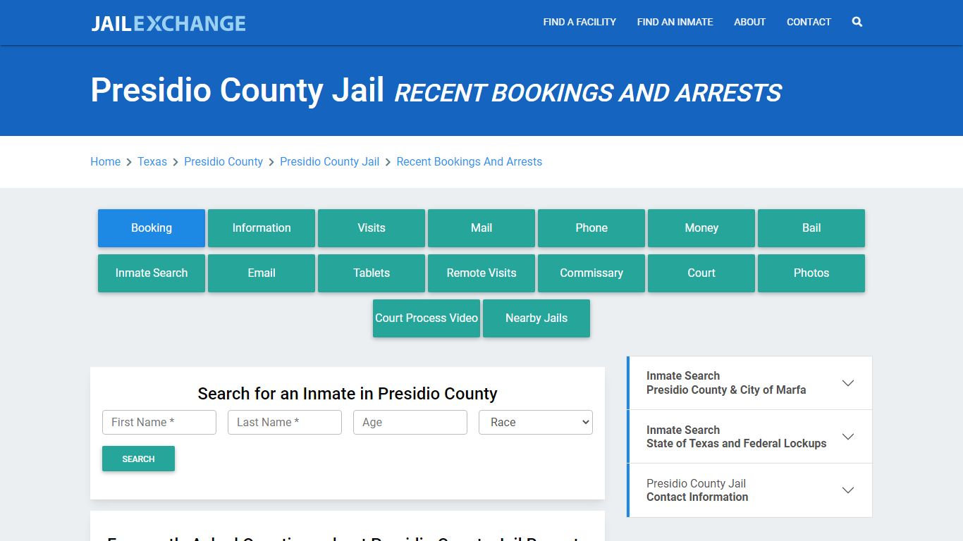 Presidio County Jail Recent Bookings And Arrests - Jail Exchange