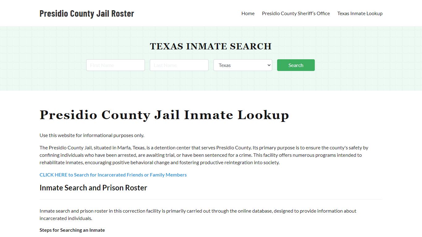 Presidio County Jail Roster Lookup, TX, Inmate Search