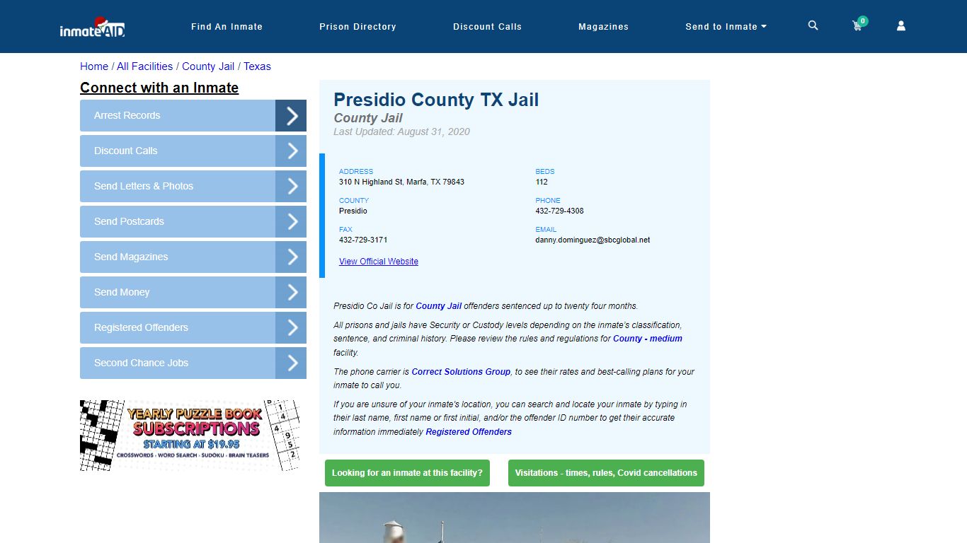 Presidio County TX Jail - Inmate Locator - Marfa, TX